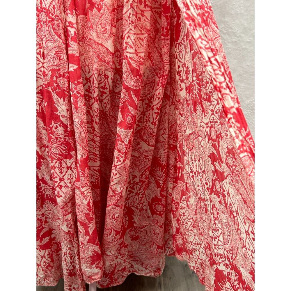 Free People Bandana Dress Tie Shoulder Maxi Red Floral Size S Boho Festival - Picture 7 of 12